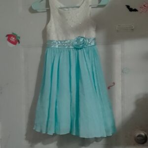 Emily West White and Blue Formal Kids Dress